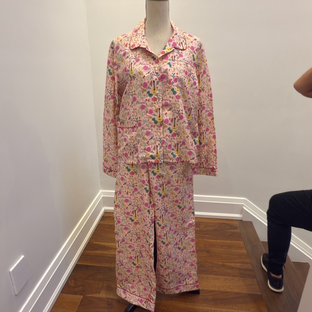 Morgan Lane Ruthie Chantal Printed Cotton and Silk-Blend Pajama Set in Peony-NWT